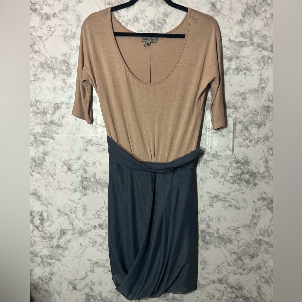 Vena Cava Womens Dress Sz S Beige Gray Sheath Above Knee Sleeveless Silk EUC. 14